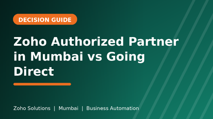 Business consultant explaining the benefits of choosing a Zoho Authorized Partner in Mumbai versus purchasing Zoho solutions directly.